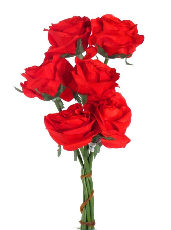 #43763-RD - 14" - 16" Bouquet Style Rose x 6 - Red