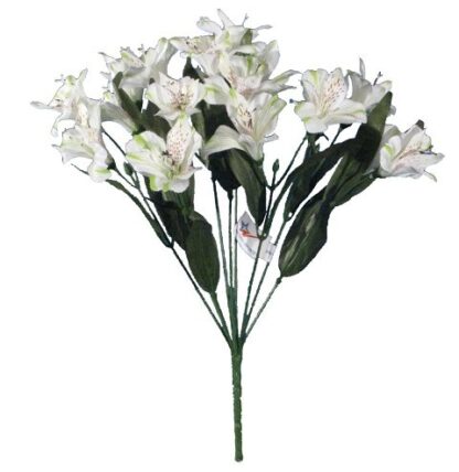 #58067WT - 17" Natural Alstromeria Bush x 9 - White