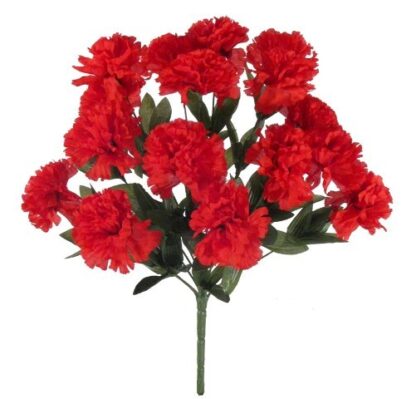 #58188RD - 18" Carnation Bush x 18 - Red