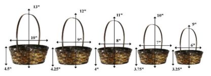 #05861B - Brown Stained Baskets - Set of 5