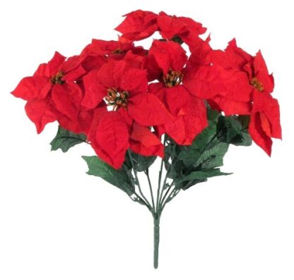 #42094RD - 19" Water Resistant Poinsettia x 7 - Red