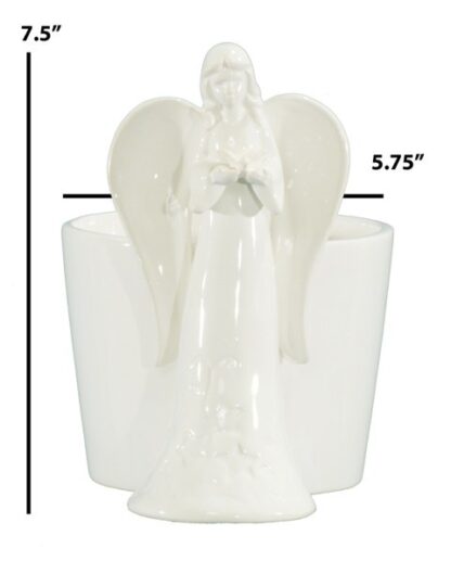 #T10226 - 7.5" Ceramic Angel Container - White