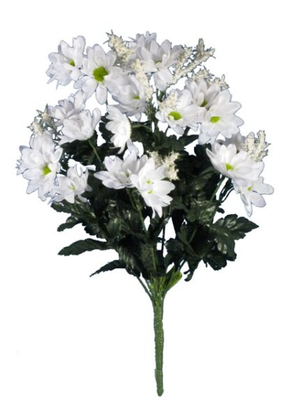 #30160WH - 18"  Color Fast Daisy Mix Bush x 14 - White