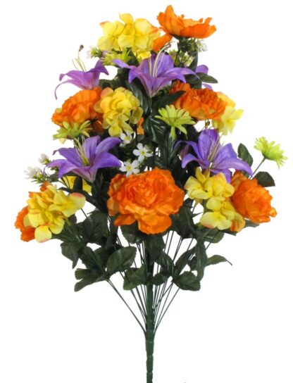 #30596ORPUYW - 31" Peony/Hydrangea/Lily x 36 - Orange/Purple/Yellow