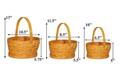 #DL3520HON Round Honey Woodchip Baskets - Set of 3