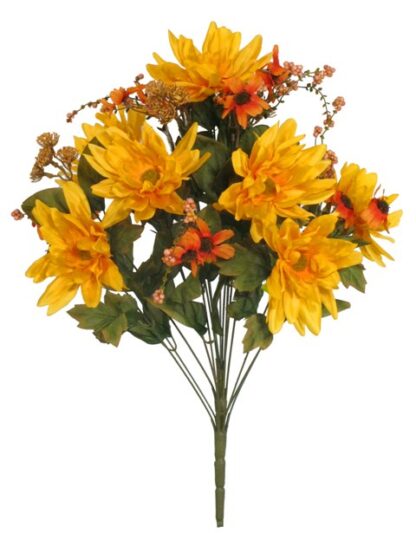 #56605GDYW - 24" Dahlia/Daisy Bush x 18 - Gold/Yellow