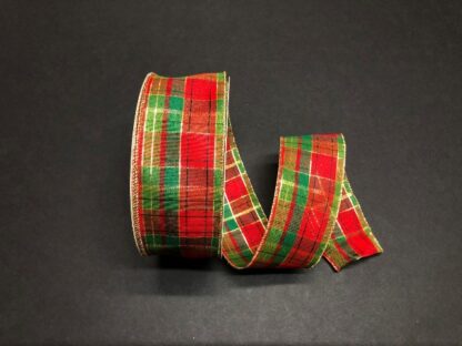 #CH0740-127 #40 Varied Plaid Ribbon - Red/Green - 50 yards