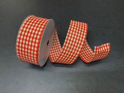 #40 Biggy Gingham Ribbon - Orange/Ivory ( 50 Yards )