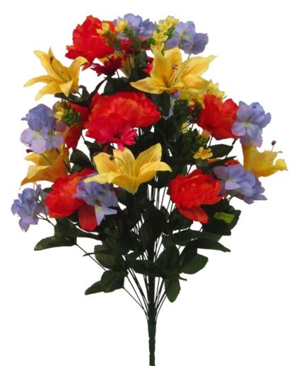 #30596RDYWOR - 31" Peony/Hydrangea/Lily Bush x 36 - Red/Orange/Yellow