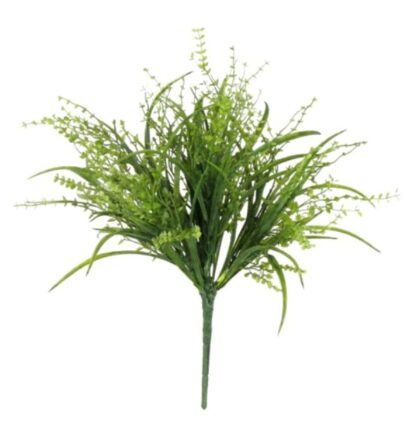 #13114GN - 16.5" Plastic Button Grass Mix bush - Green