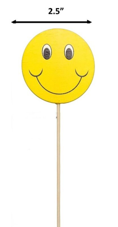 930686YEL - 3" Smiley Face Picks (Wooden)