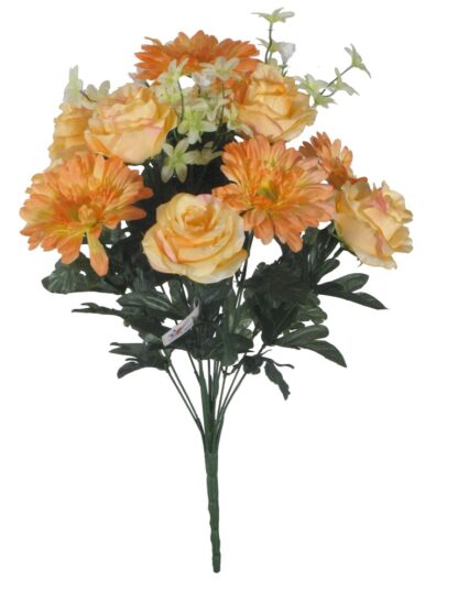 #60127PCH - 18" Rose/Gerbera Bouquet x12 Peach