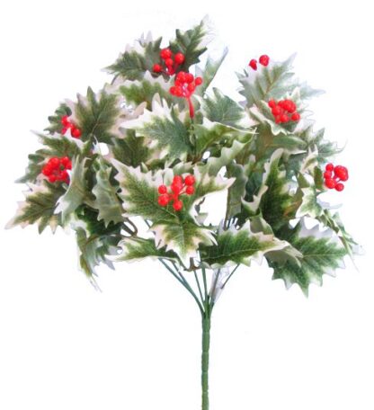 #XNB011-VAR - 18" Holly Bush w/ Berries x 9 - Variegated