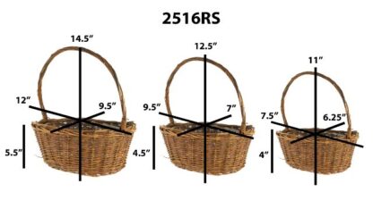 #2516RS - Oval Rustic Willow Baskets - Set of 3