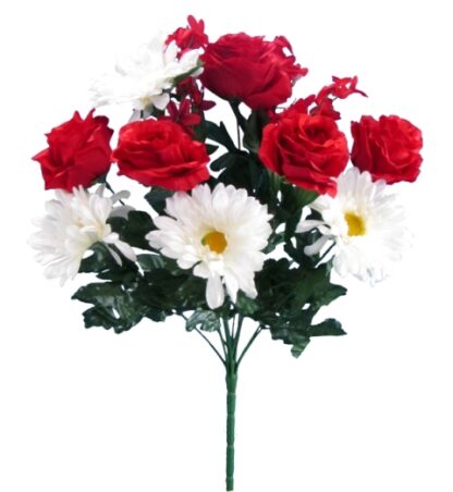 #60127RW - 18" Rose/Gerbera Bouquet x12 -Red / White