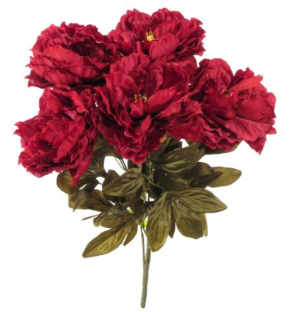 #30397BG - 23" Colorfast Peony Bush x 5 - Burgundy