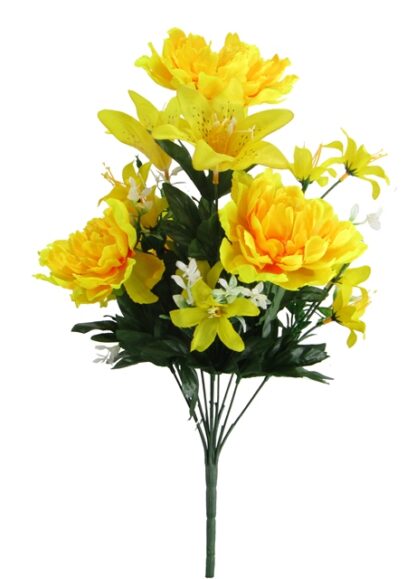 #65842 - 19.5" Peony/Cosmo/Lily x12 - Yellow/ Mix