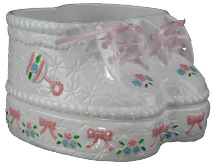 #DL-11B -Plastic Baby Bootie Container w/liner (Pink)