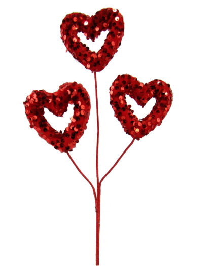 #40271-RD -Open Heart x3 {Red, Sequined} 15.5" Pick